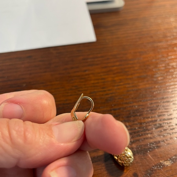 14k Yellow Gold Tear Drop Filagree Drop Earrings - Picture 6 of 9